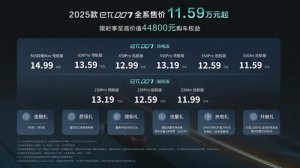 入门即高配 11.59万起 2025款东风奕派eπ007正式上市