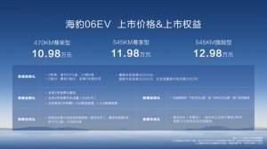 10.98万起 云辇-C加持 比亚迪海豹06EV重庆车展上市
